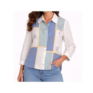 Alfred Dunner Floral Embroidered Patchwork Lightweight Jacket Women 16 Cottage